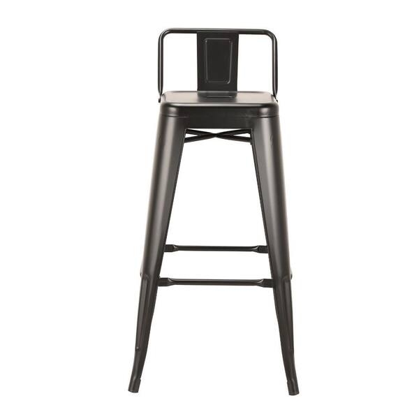 Benjara 31 in. Black Low Back Metal Bar Stool with Metal Seat