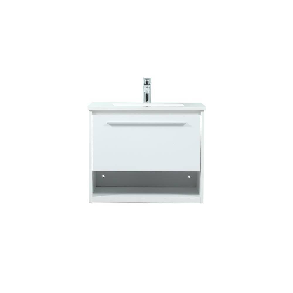 Timeless Home 24 in. W Single Bath Vanity in White with Quartz Vanity Top in Ivory with White Basin