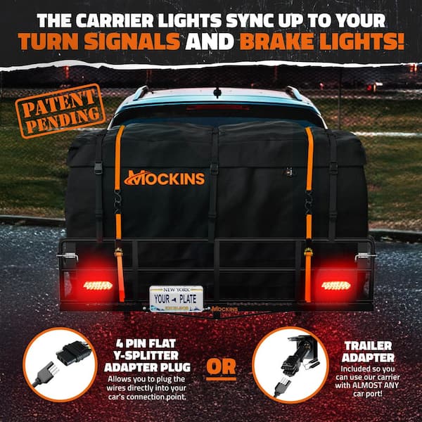 66 in. x 30 in. x 14 in. High Rail Hitch Carrier Set w/ 45 cu. ft. Carrier Bag Rear Lights License Plate Holder and More