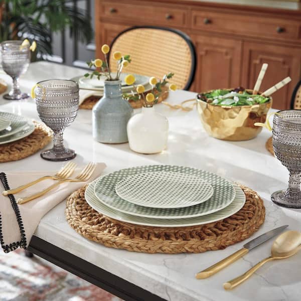 Green Hammock 6.5 in. (Green) Porcelain Dots Coupe Appetizer Plates, (Set of 4)