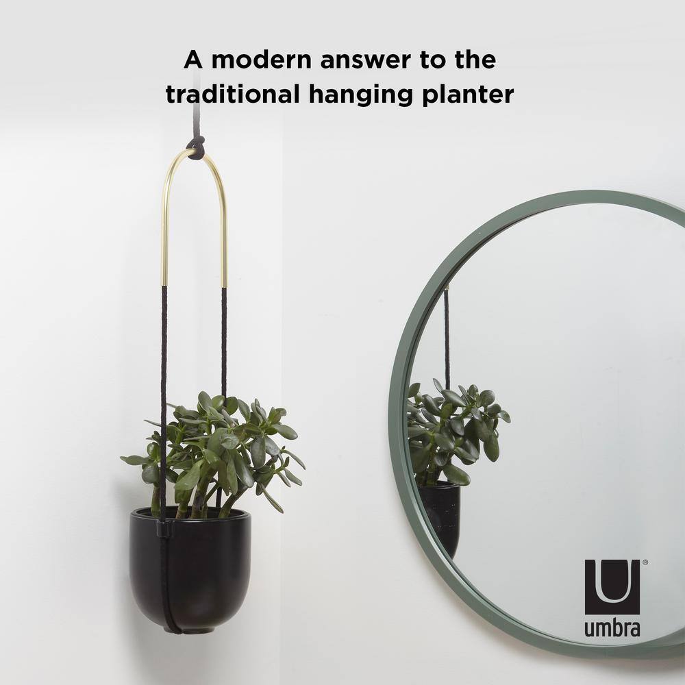 Bolo Soft Curve Black Ceramic Indoor/Outdoor Hanging Planter