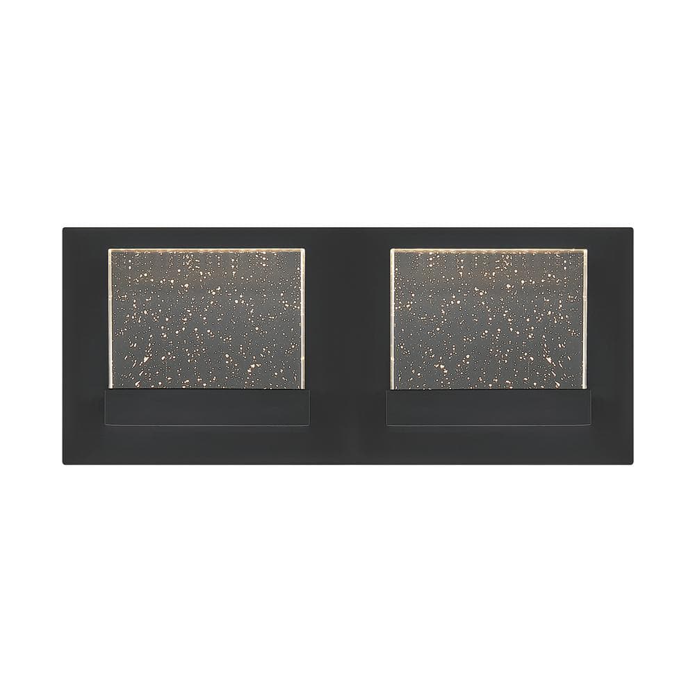 Alberson 12.2 in. W 2-Lights Matte Black Integrated LED Bathroom Vanity Lig