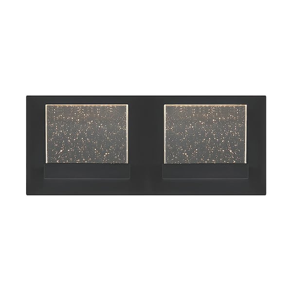 Home Decorators Collection Alberson 12.2 in. W 2-Lights Matte Black Integrated LED Bathroom Vanity Light Bar