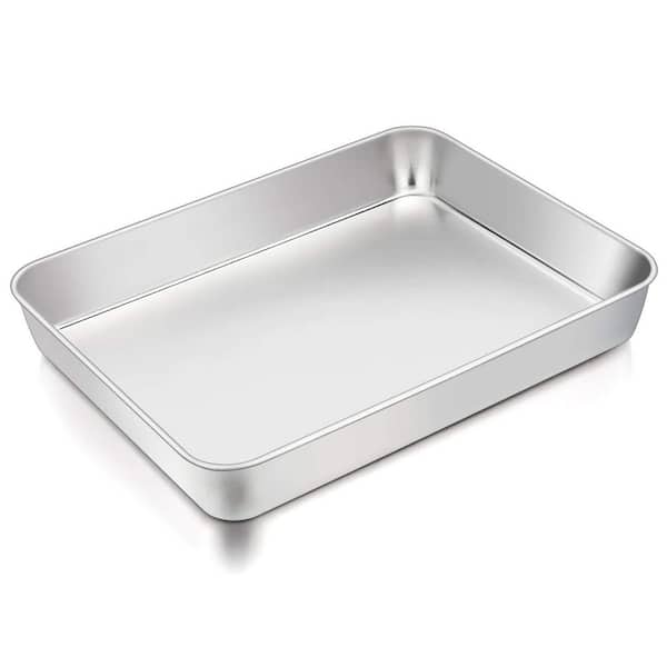 1-Piece Stainless Steel Deep Side Brushed Heavy Duty Single Lasagna Casserole Cake Pan for Oven Dishwasher Safe