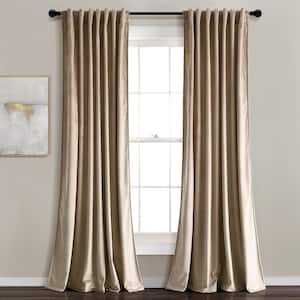 Prima Velvet 54 in. W x 84 in. L Solid Light Filtering Back Tab/Rod Pocket Window Curtain Panels in Taupe Set