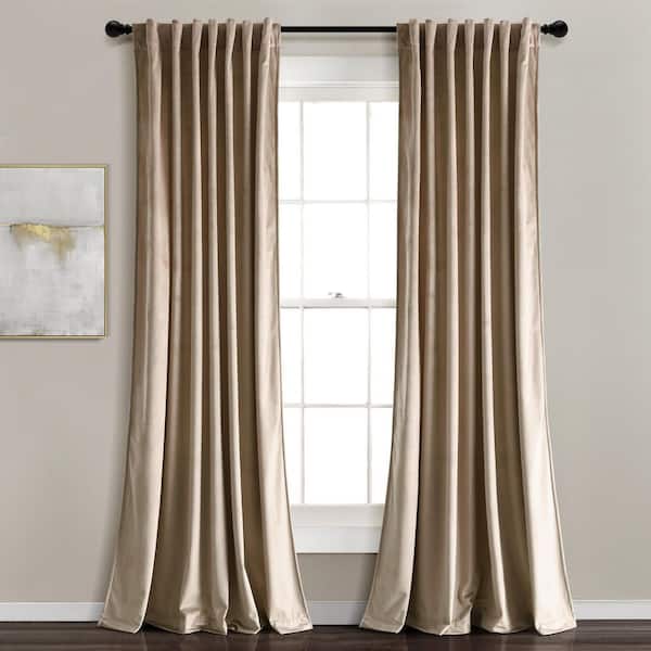 HOMEBOUTIQUE Prima Velvet 54 in. W x 84 in. L Solid Light Filtering Back Tab/Rod Pocket Window Curtain Panels in Taupe Set
