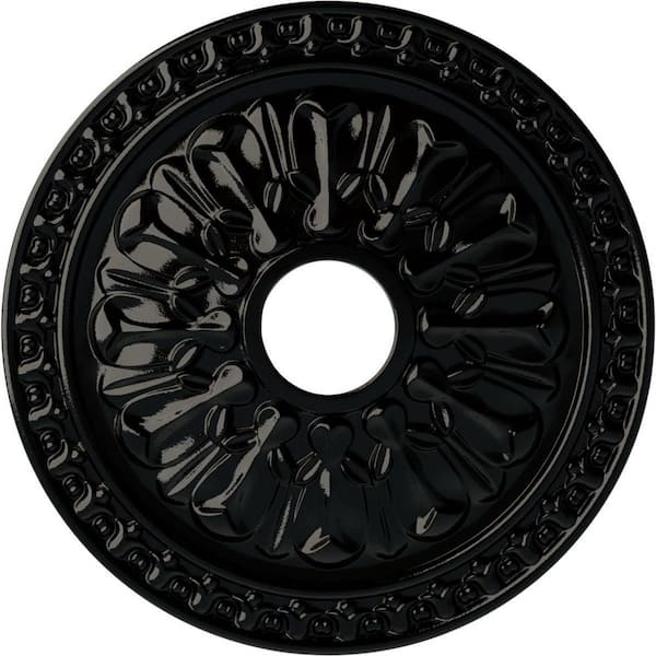 Ekena Millwork 1-3/8 in. x 18 in. x 18 in. Polyurethane Warsaw Ceiling Medallion, Black Pearl