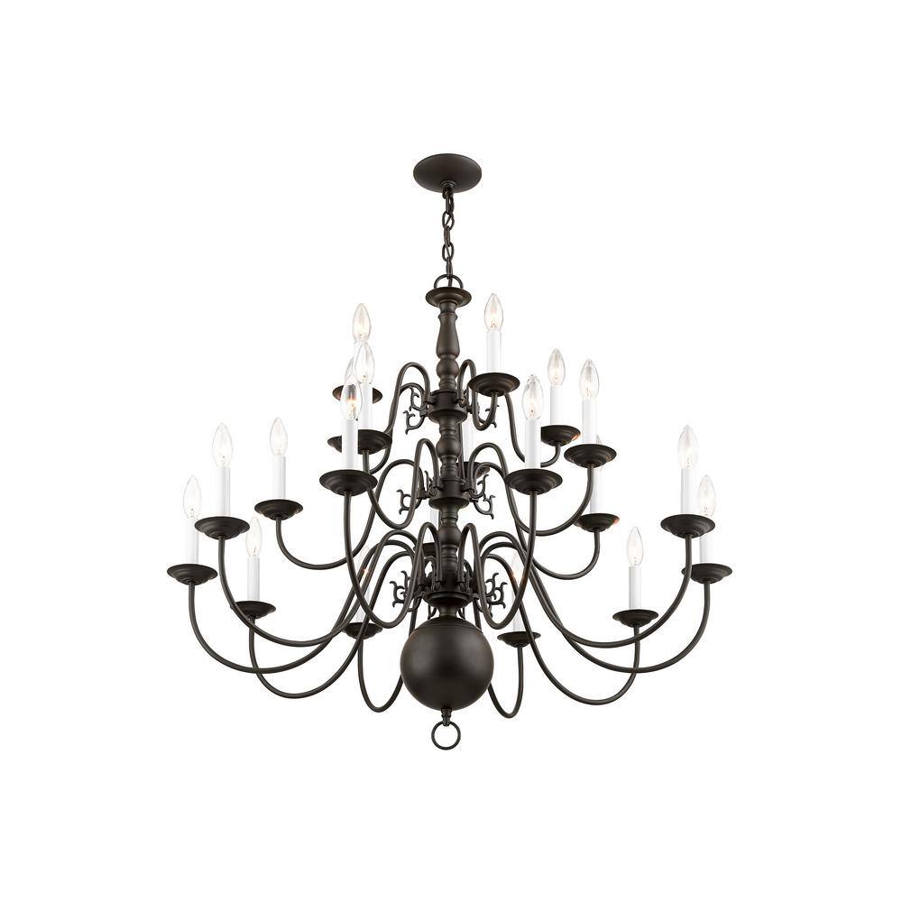Bronze 36-Inch 20-Light Candelabra Chandelier