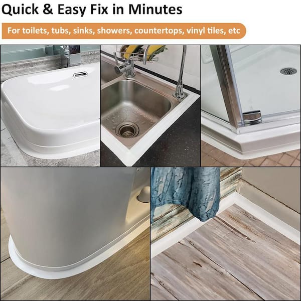 3.50 in 1 White Waterproof PVC Caulk Tape Peel Stick Backsplash Self Adhesive Bathroom, 1-Pack