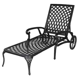Single Black Aluminum Outdoor Adjustable Chaise Lounge