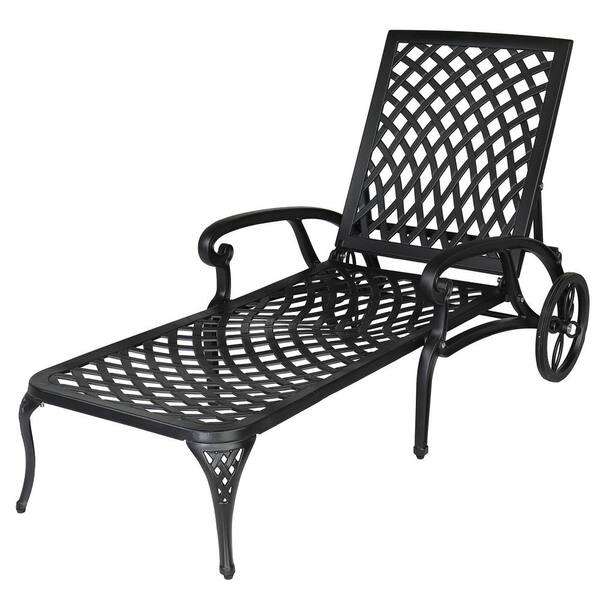 Karl home Single Black Aluminum Outdoor Adjustable Chaise Lounge