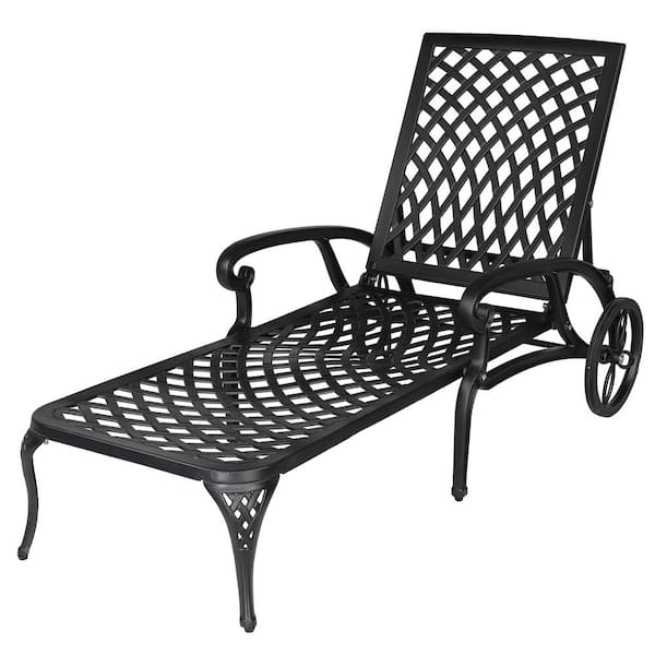 Winado Single Black Aluminum Outdoor Adjustable Chaise Lounge