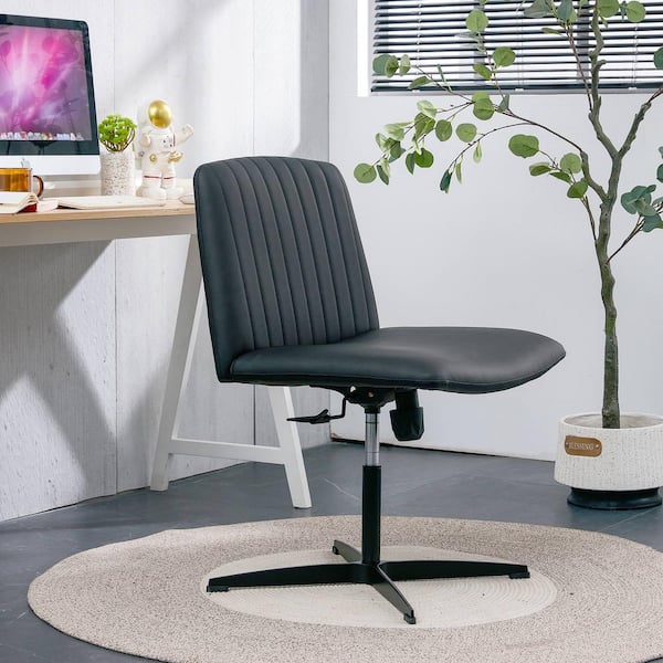 Leather swivel desk chair deals no wheels