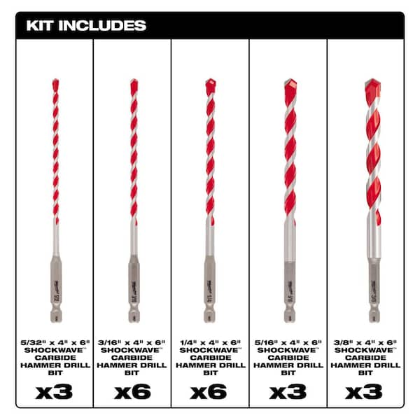 SHOCKWAVE Carbide Hammer Drill Bit Kit (21-Piece)
