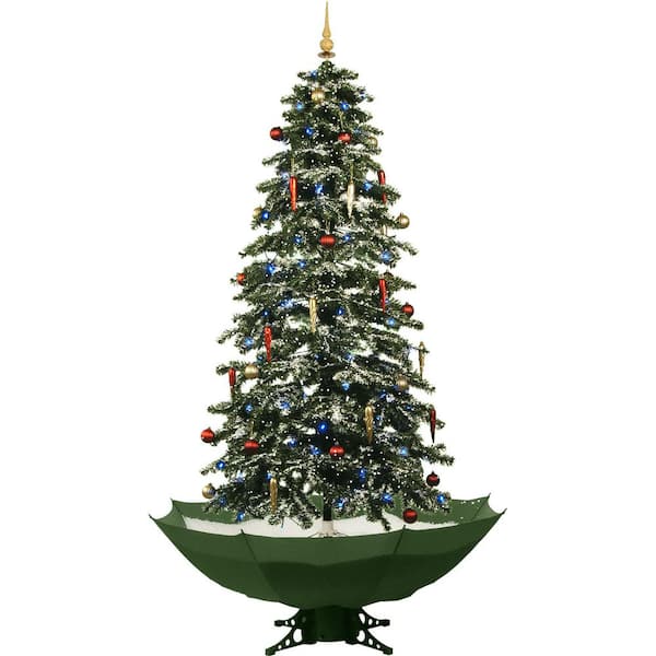 Fraser Hill Farm Let It Snow Series 67-in. Musical Artificial Christmas Tree with Green Umbrella Base and Snow Function