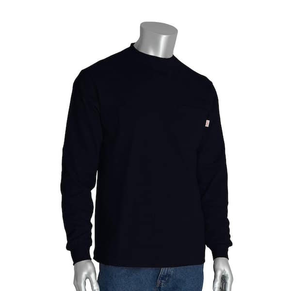 PIP Men's X-Large Navy Cotton AR/FR Long Sleeve T-Shirt, 10.6 cal/sq. cm