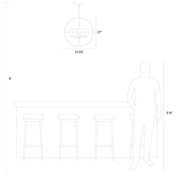 Generation Lighting - Alturas 5-Light Satin Brass Modern Hanging Globe Chandelier with Clear Seeded Glass Shades