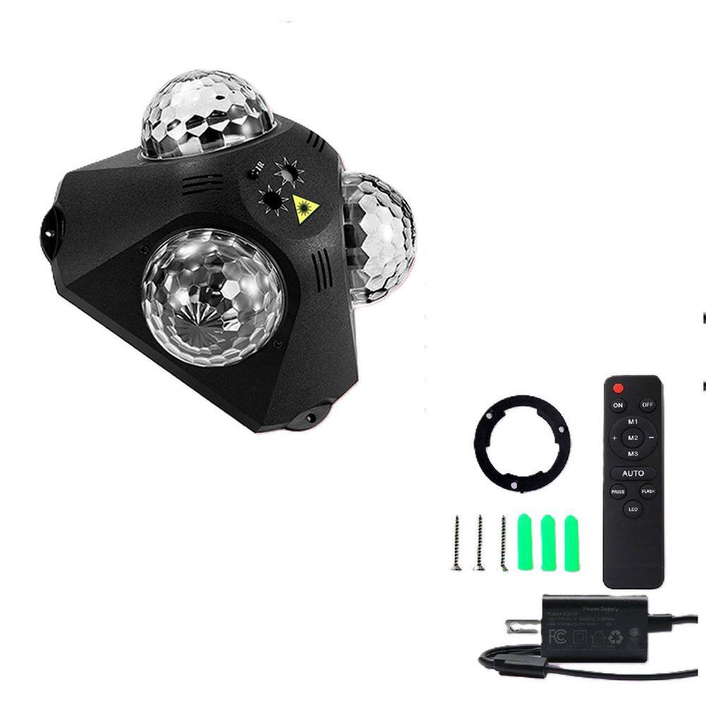 Black 900 Lumens 3 Disco Balls Party Light for Christams Halloween KTV Club Party, Sound Activated with Remote Control price history on PriceWatchPro