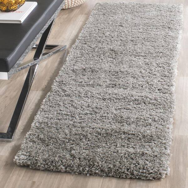 California Shag Silver 2 ft. x 11 ft. Solid Runner Rug