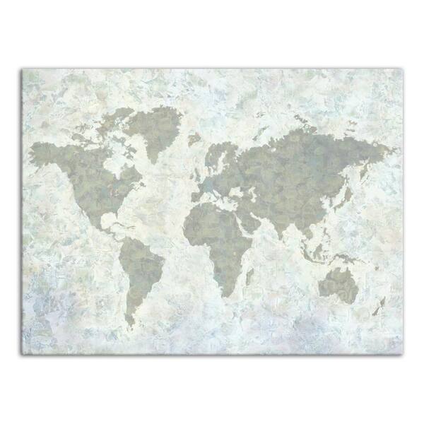 DESIGNS DIRECT 30 in. x 40 in. ''Neutral World Map Painted'' Printed Canvas Wall Art