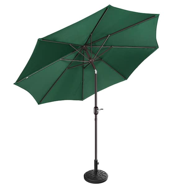 Villacera 9 ft. Outdoor Market Patio Umbrella with Base in Green