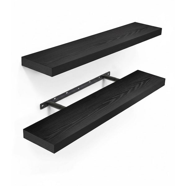 22.5 in. W x 6.7 in. D Floating Shelves with 22 lbs Capacity, Black Decorative Wall Shelf (Set of 2)