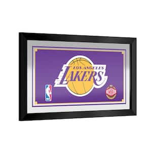 Los Angeles Lakers Logo 26 in. W x 15 in. H Wood Black Framed Mirror