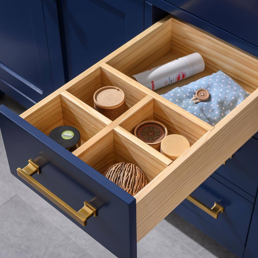 Navy Blue 42" Freestanding Solid Wood Bathroom Vanity