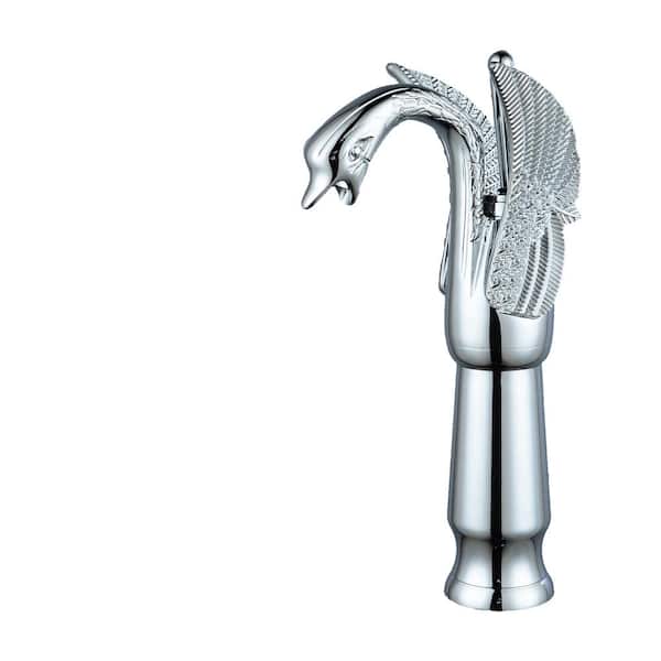 BWE Swan Single Hole Single Handle Bathroom Vessel Sink Faucet With Pop Up Drain in Polished Chrome