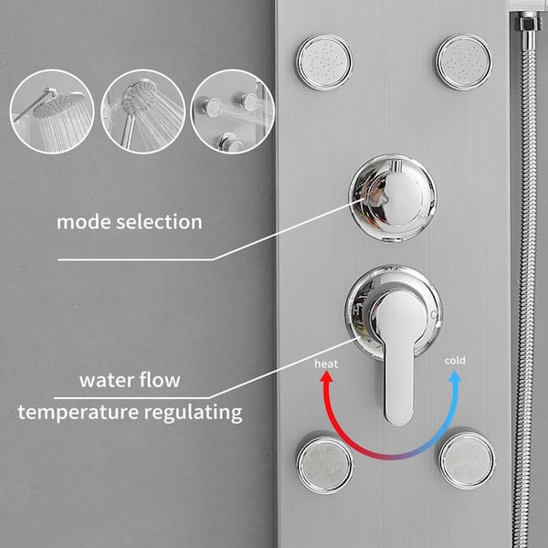 HOMEMYSTIQUE 3-in-1, 6-Jet Shower Panel Tower System with HOMEMYSTIQUE 3-in-1, 6-Jet Shower Panel Tower System with