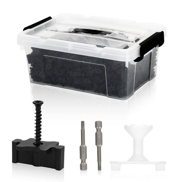 Polymer Black Hidden Deck Fasteners Metal Reinforced for Composite Wood Decks with Screws 1250-Pack