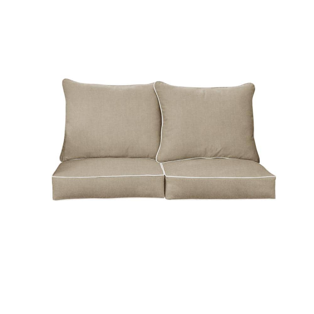 27 in. x 30 in. Sunbrella Canvas Taupe and Natural Deep Seating Indoor/Outdoor Loveseat Cushion price history on PriceWatchPro