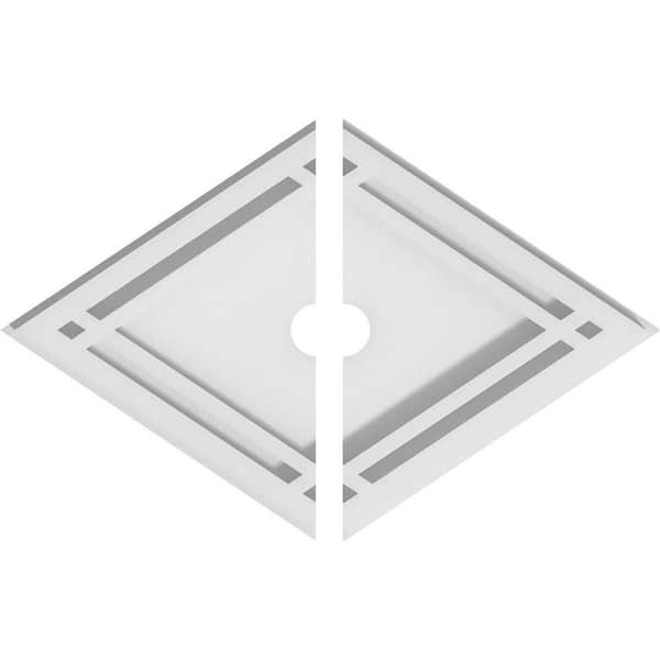 Ekena Millwork 12 in. x 8 in. x 1 in. Diamond Architectural Grade PVC Contemporary Ceiling Medallion (2-Piece)