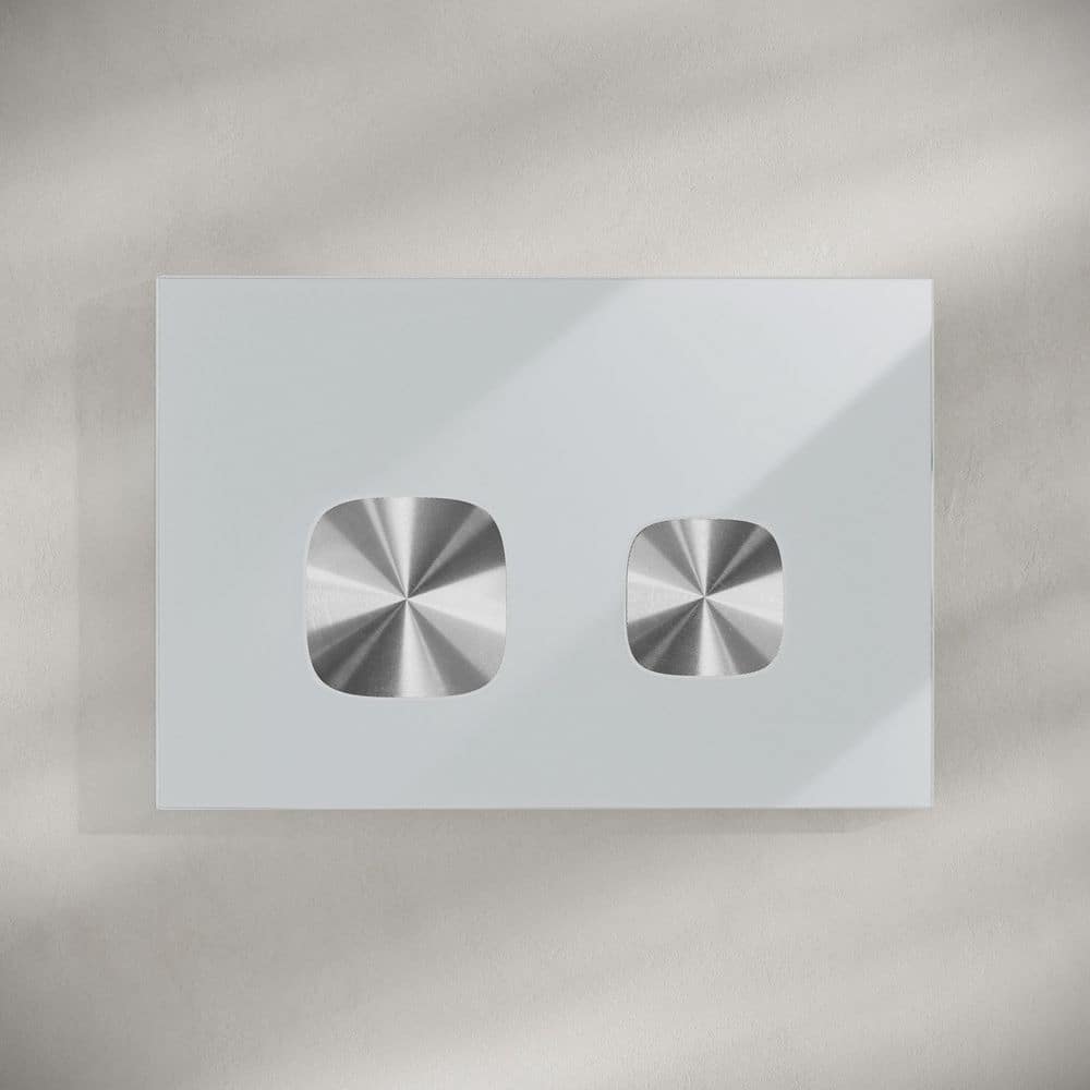 Verre Wall Mount Dual Flush Glass Actuator Plate in Glossy White with Silver Flush Buttons price history on PriceWatchPro