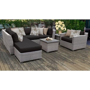 Florence 8-Piece Outdoor Wicker Patio Conversation Set with Black Cushions