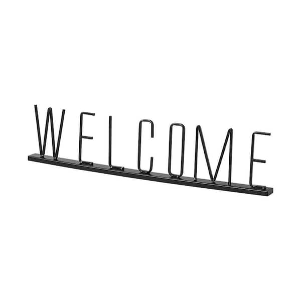 HomeRoots 5 in. Black Metal Welcome Sign