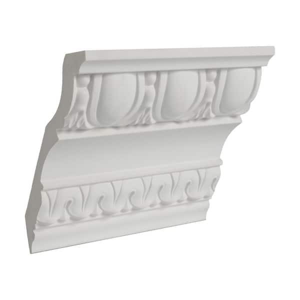 American Pro Decor 3-1/2 in. x 4-15/16 in. x 6 in. Long Polyurethane Egg and Dart and Lambs Tongue Crown Moulding Sample