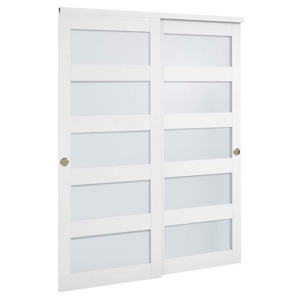 Sliding Closet Door, 78.19 in. x 31 in. 5-Lite Frosted Glass Bypass Sliding Doors with Hardware Kit for Closets Bedrooms price history on PriceWatchPro