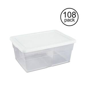 16 qt. Plastic Stacking Storage Container Box w/ Lid in Clear, 108-Pack