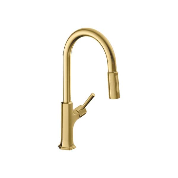 Hansgrohe Locarno Single-Handle Pull Down Sprayer Kitchen Faucet in Brushed Gold Optic