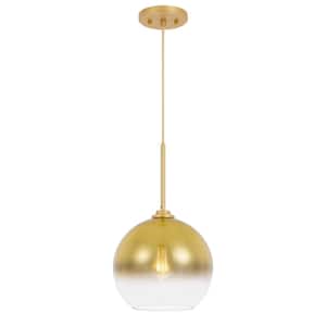 Phantasm II 14 in. x 14 in. x 20 in. 1-Light Light Gold Finish Champagne Graduated Color Glass Pendant