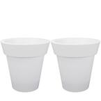 12 in. Dia x 12 in. H White Self-Watering Plastic Round Planter Pots with Liners (2-Pack)