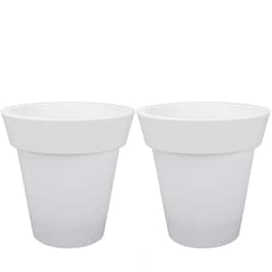 12 in. Dia x 12 in. H White Self-Watering Plastic Round Planter Pots with Liners (2-Pack)