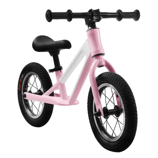 Huluwat 12 in. Rubber Pneumatic Tire Pink Magnesium Alloy Frame Kids Bike with Adjustable Seat, for 1-Year to 5-Year Old