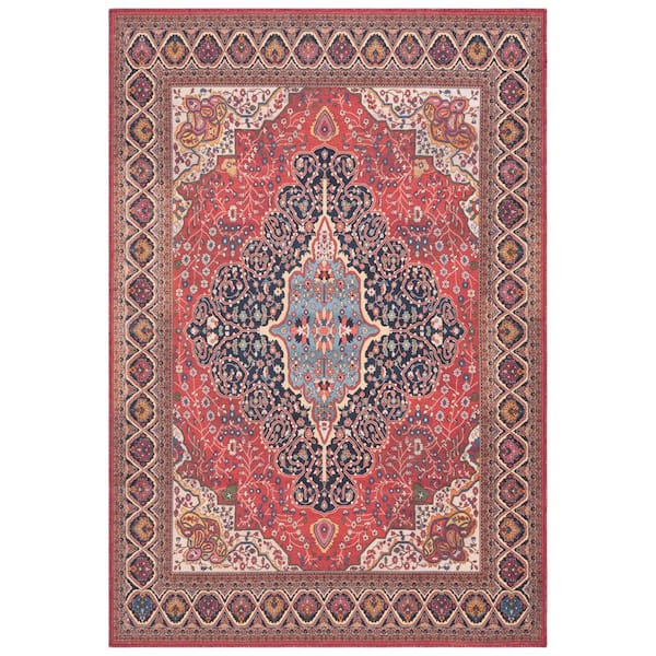 Serapi 5 ft. x 8 ft. Rust/Navy Persian Medallion Area Rug