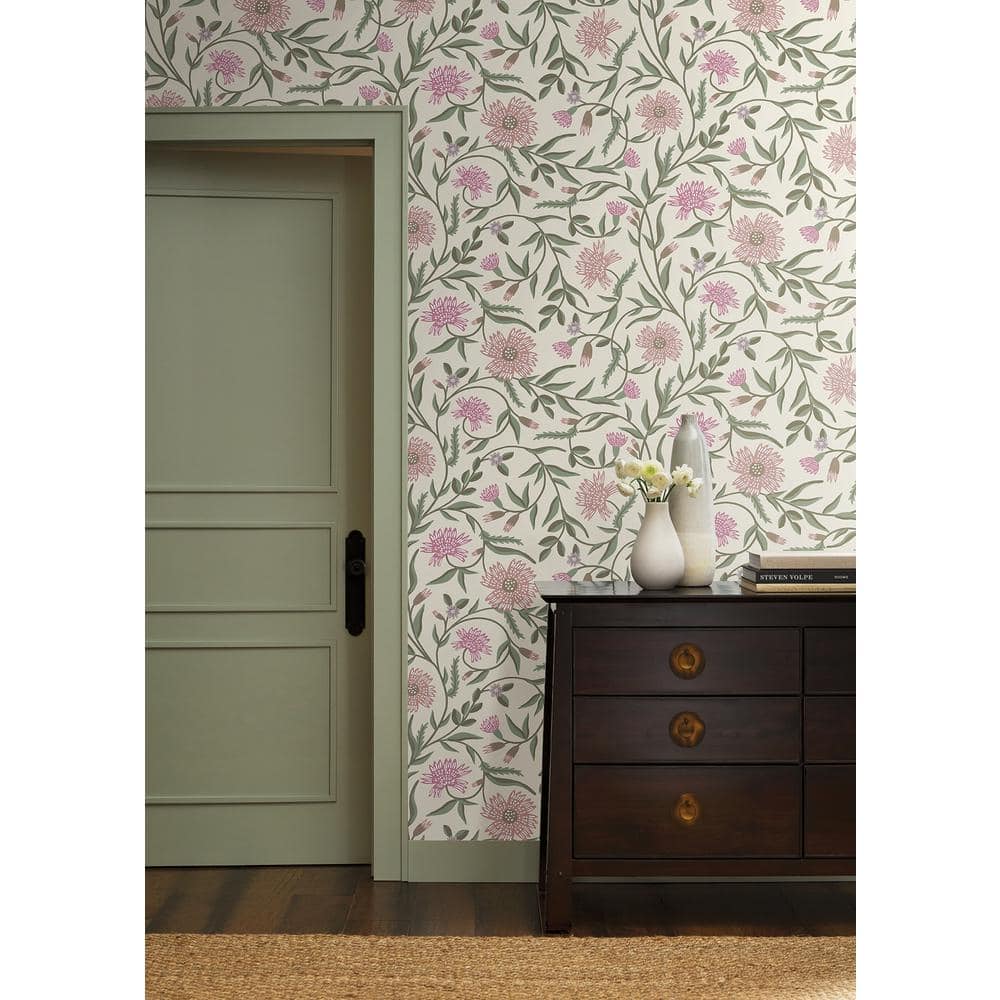 Aster Rose Non-Pasted Washable Floral Wallpaper
