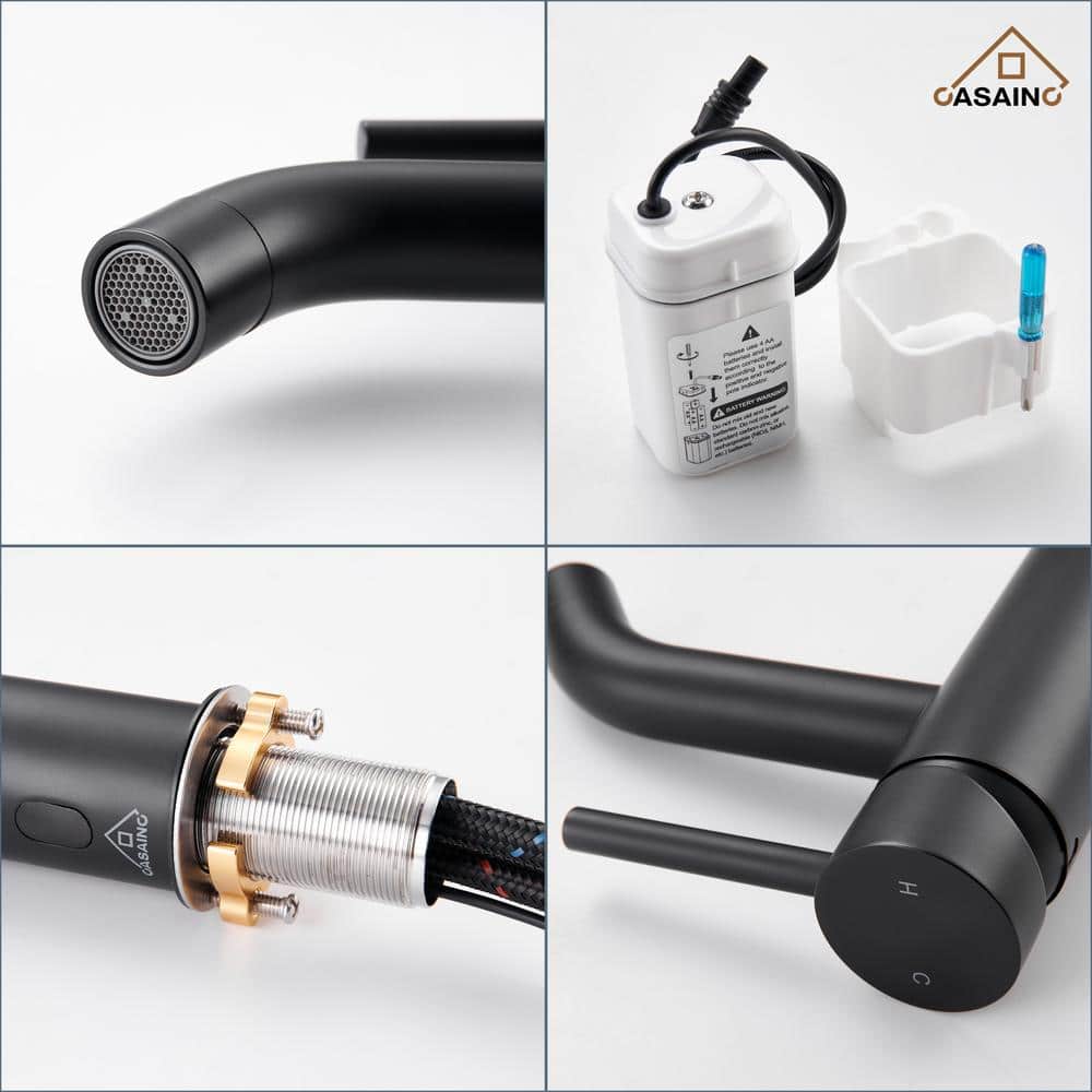 Matte Black Stainless Steel Touchless Bathroom Sink Faucet