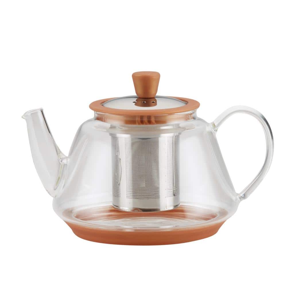 Bonjour Tea Voyager Glass Teapot with Stainless Steel Infuser, 30oz - Copper