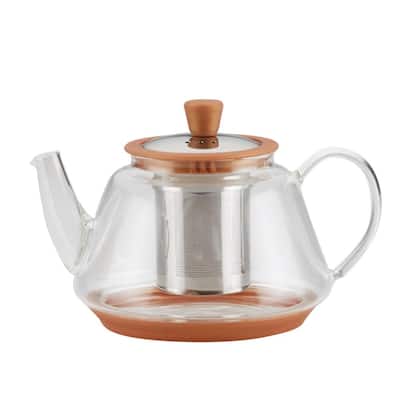 Tea Voyager Borosilicate Glass Teapot with Stainless Steel Infuser, 30-Ounce