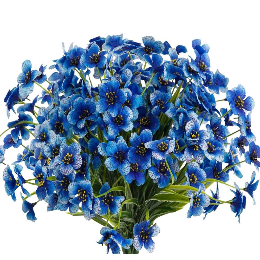 4 in. Blue Color Family Artificial Shrub Plant Type UV Resistant